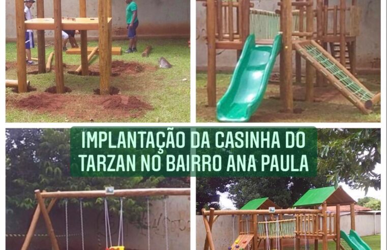 Prefeitura de Aporé instala a quarta casinha do tarzan para crianças