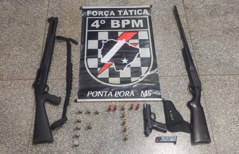 Força Tática do 4º BPM apreende 3 armas de fogo e munições