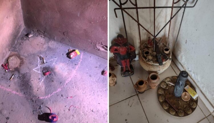 Fotos mostram que casa de Lázaro, tem itens que indicam bruxaria e rituais