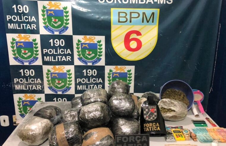 PM de Corumbá apreende cerca de 20 kg de entorpecentes e prende autores por tráfico de drogas