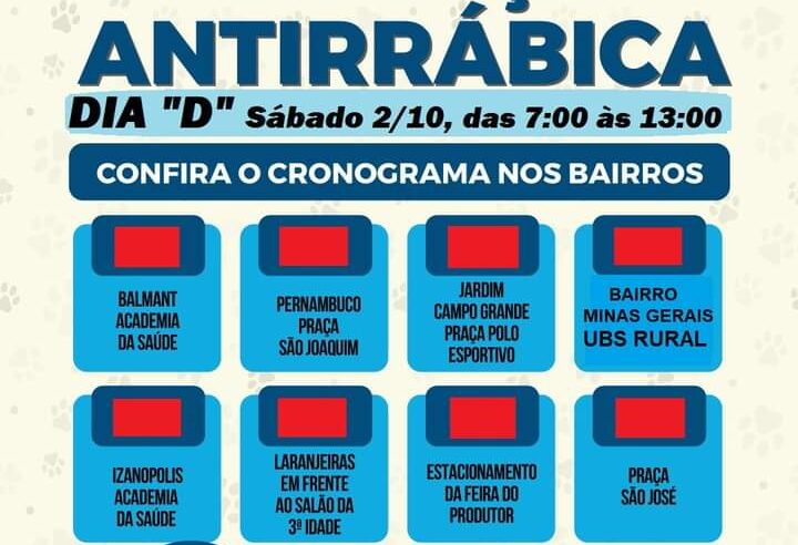 Nesse Sábado Prefeitura de Cassilândia  inicia a campanha de vacinação antirrábica