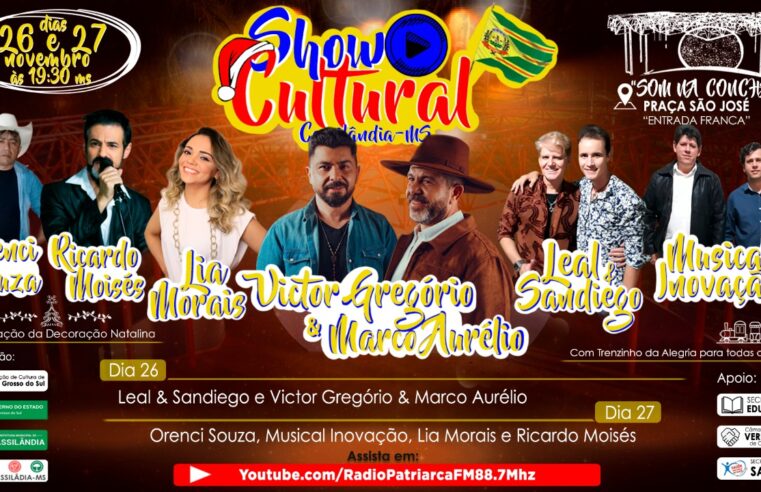 Hoje tem Show Cultural na Concha Acústica da Praça São José. Confira a programação!