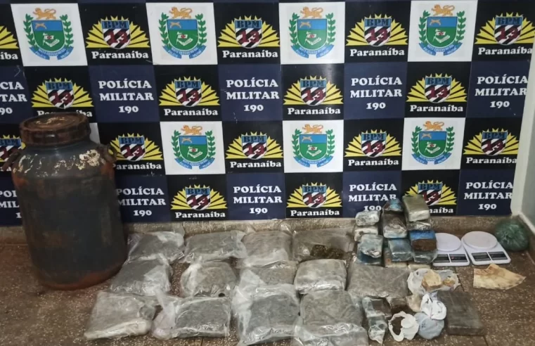 Polícia Militar prende três traficantes e apreende mais de 16 kg de drogas que estavam enterradas em Paranaíba