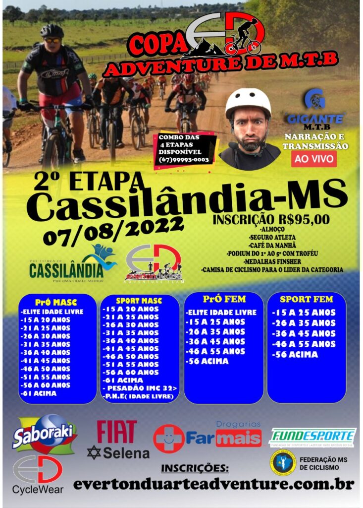 É NESTE FINAL DE SEMANA A COPA ADVENTURE DE M.T.B. EM CASSILÂNDIA-MS!!! NÃO PERCA!!!