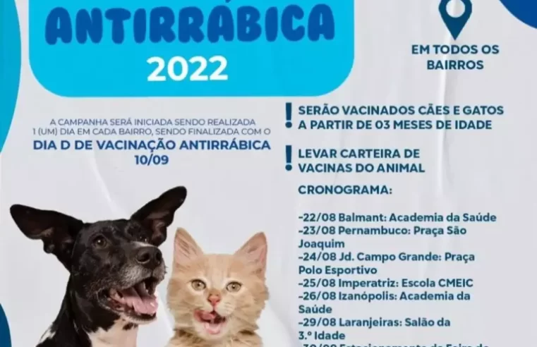 Cassilândia: Secretaria Municipal de Saúde divulga o calendário da vacinação antirrábica