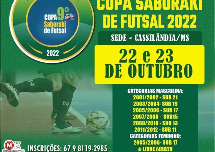 Cassilândia vai sediar jogos da IV Etapa da 9ª Copa Saboraki de futsal