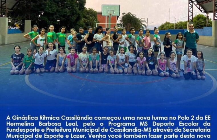 A Ginástica Rítmica de Cassilândia começou uma nova turma no Polo 2 da EE Hermelina Barbosa Leal, pelo o Programa MS Deporto Escolar da Fundesporte e Prefeitura Municipal de Cassilandia-MS através da Secretaria Municipal de Esporte e Lazer