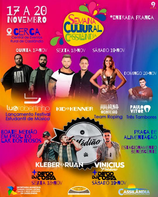 CONFIRA A PROGRAMAÇÃO DA SEMANA CULTURAL DE CASSILÂNDIA-MS